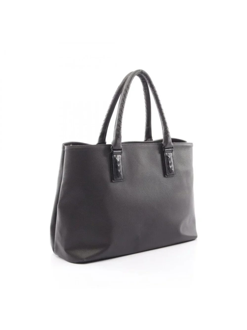 Bottega Veneta Tote Marco Polo Intreccio Jet Dark Brown Canvas Leather